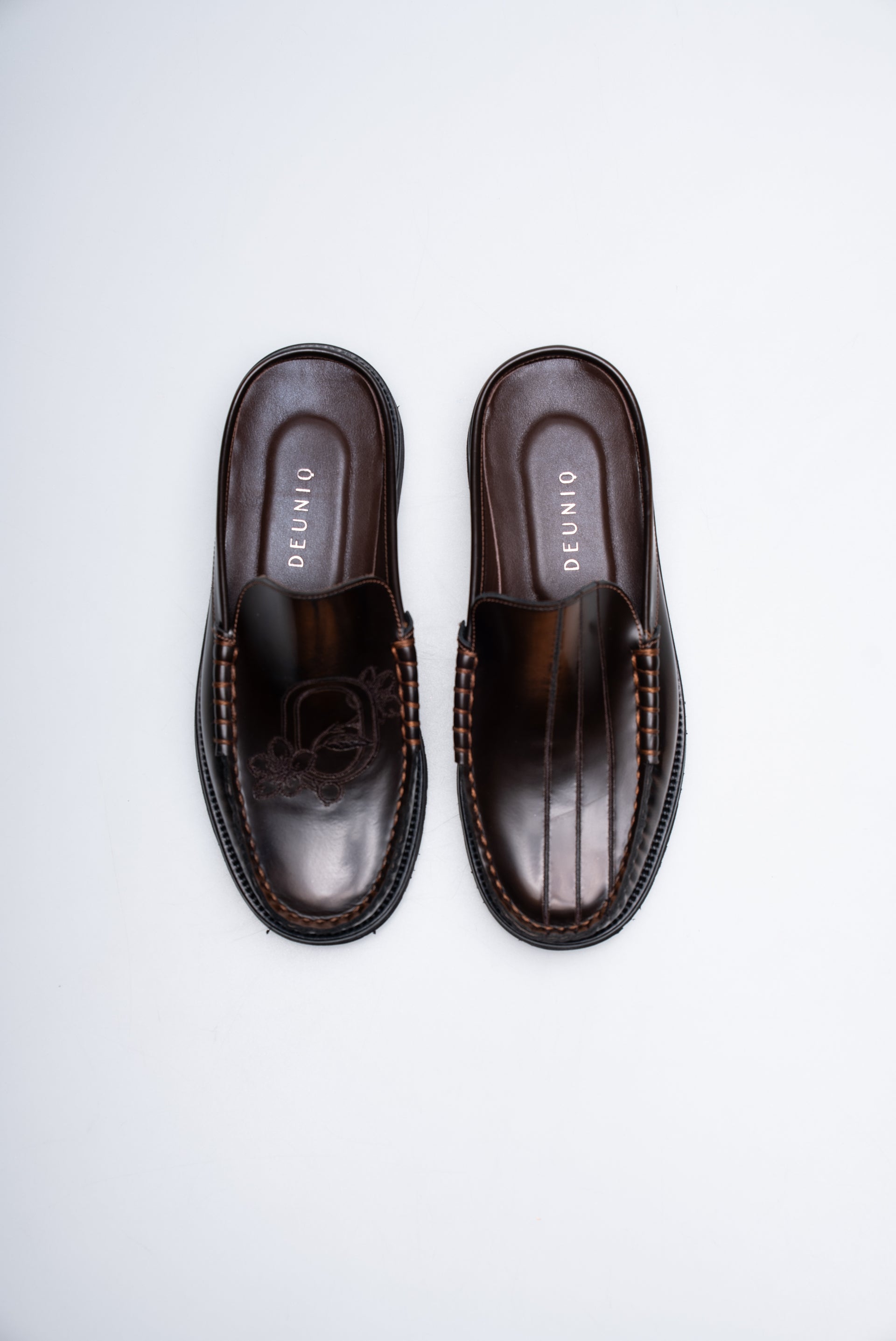 PAREL EMBROIDERED COCOA LOAFER MULE