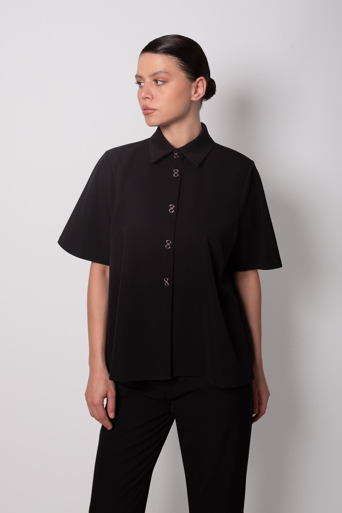 DRAPED BLACK SHIRT