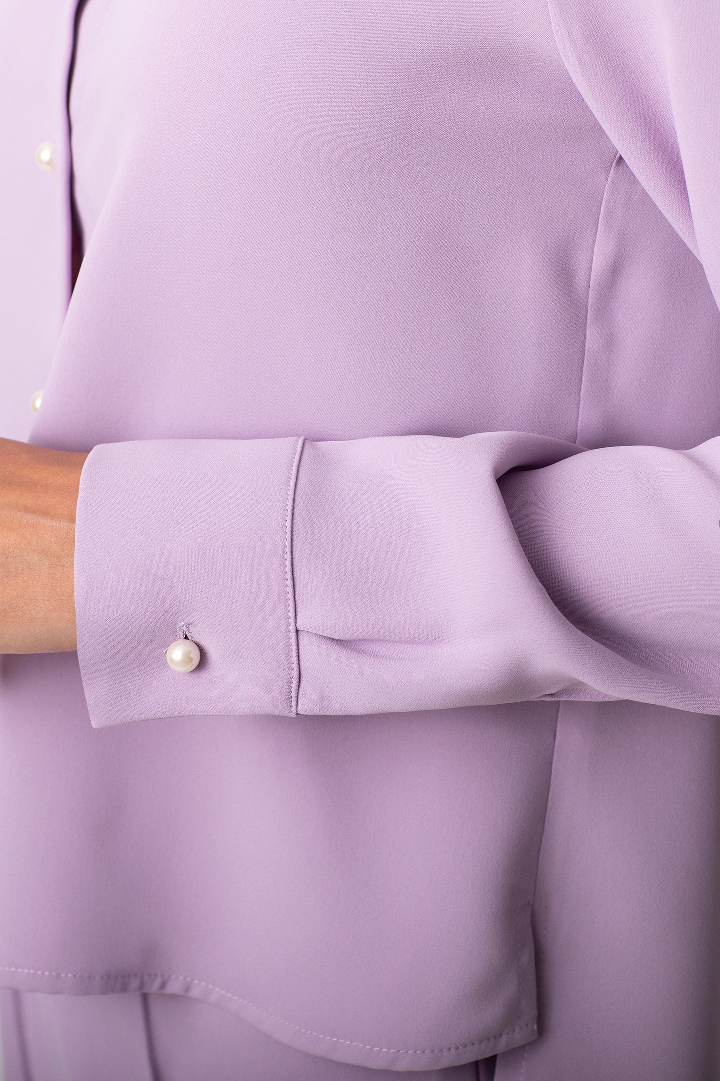 SEASONAL PEARL BUTTONED LONG SLEEVE LILAC  SHIRT