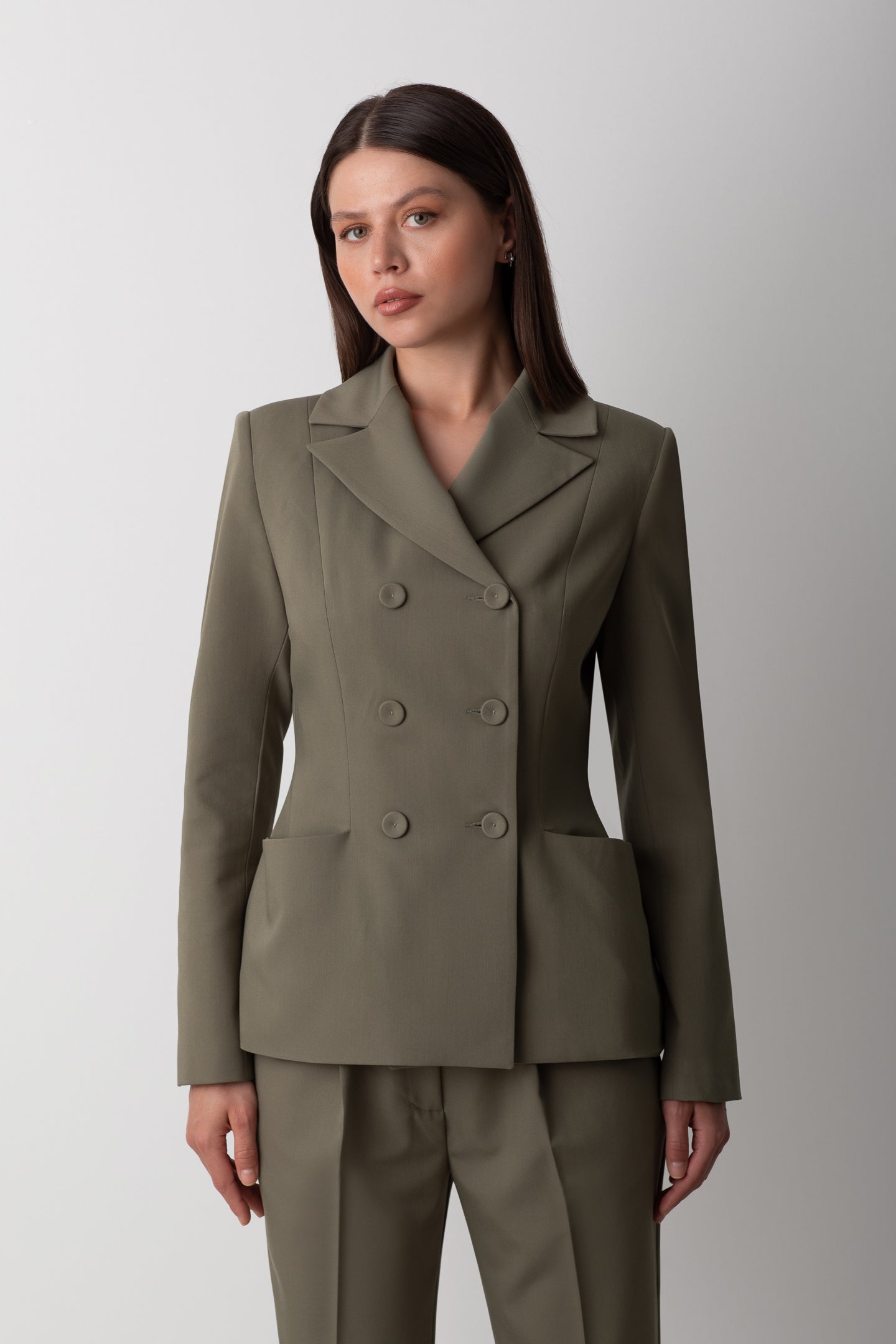OIL GREEN JACKET WITH POCKETS
