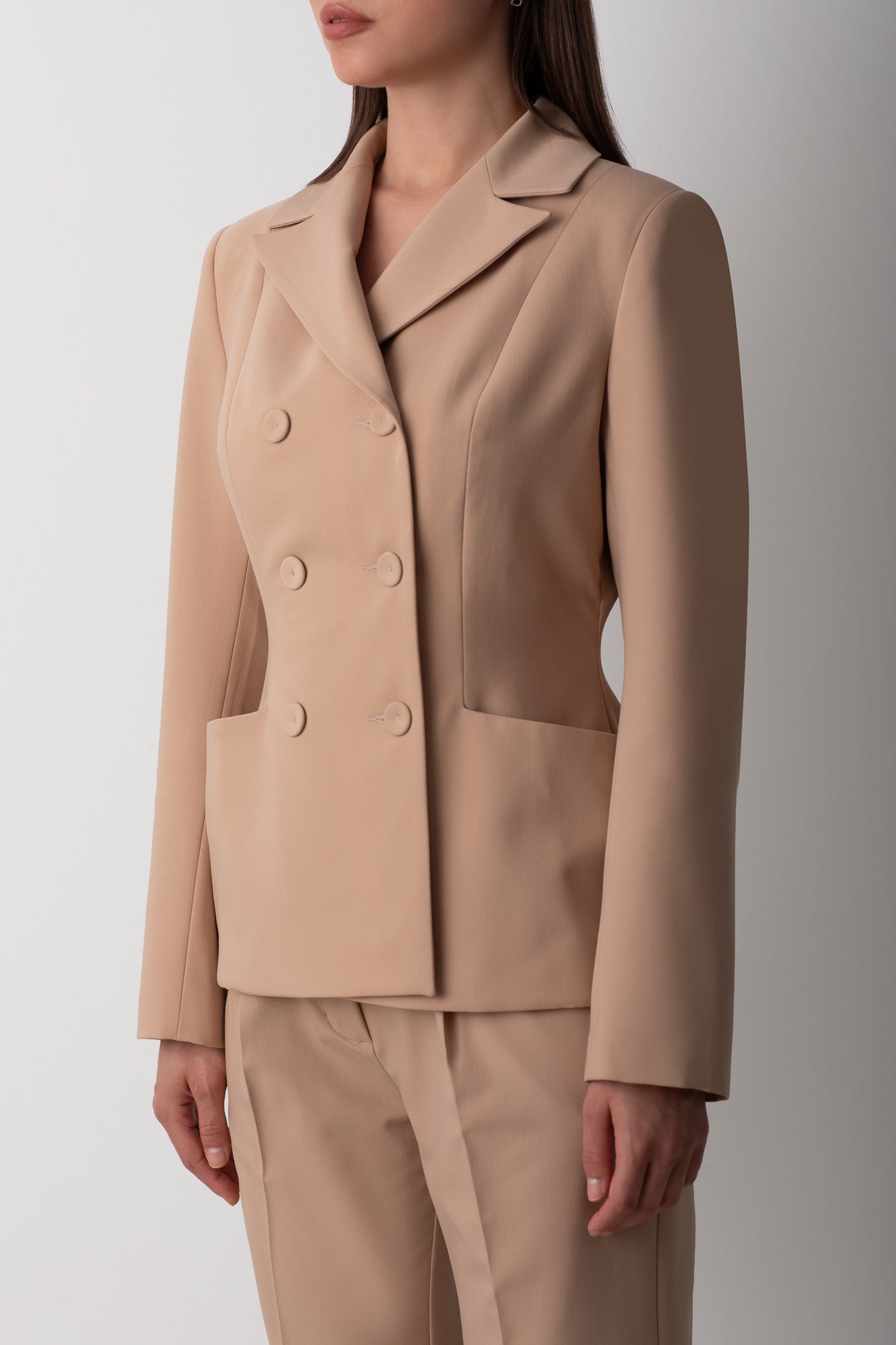 WHITE COFFEE JACKET WITH POCKETS