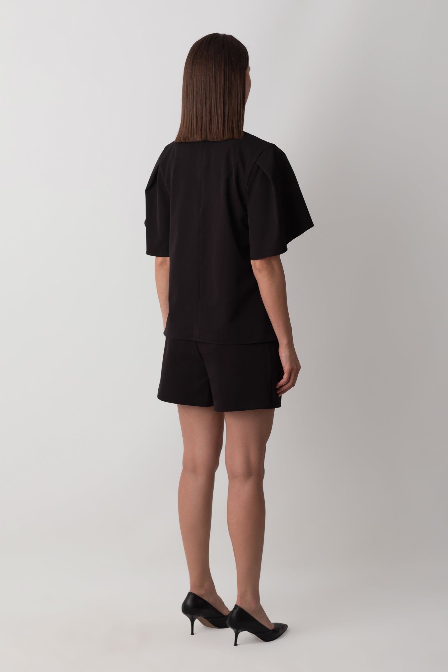 SLEEVE DETAILED BLACK BLOUSE