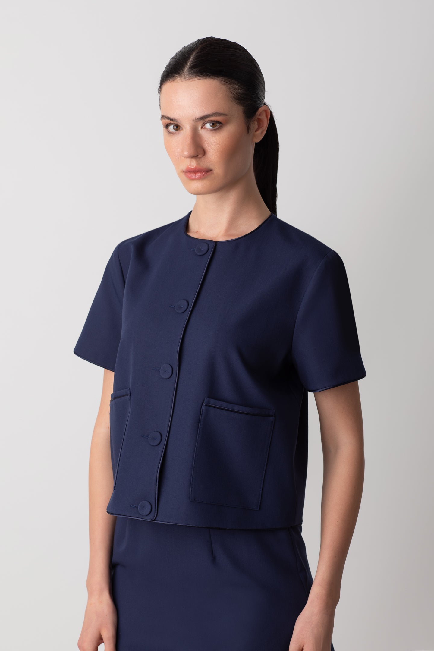 SHORT SLEEVE NAVY BLUE JACKET