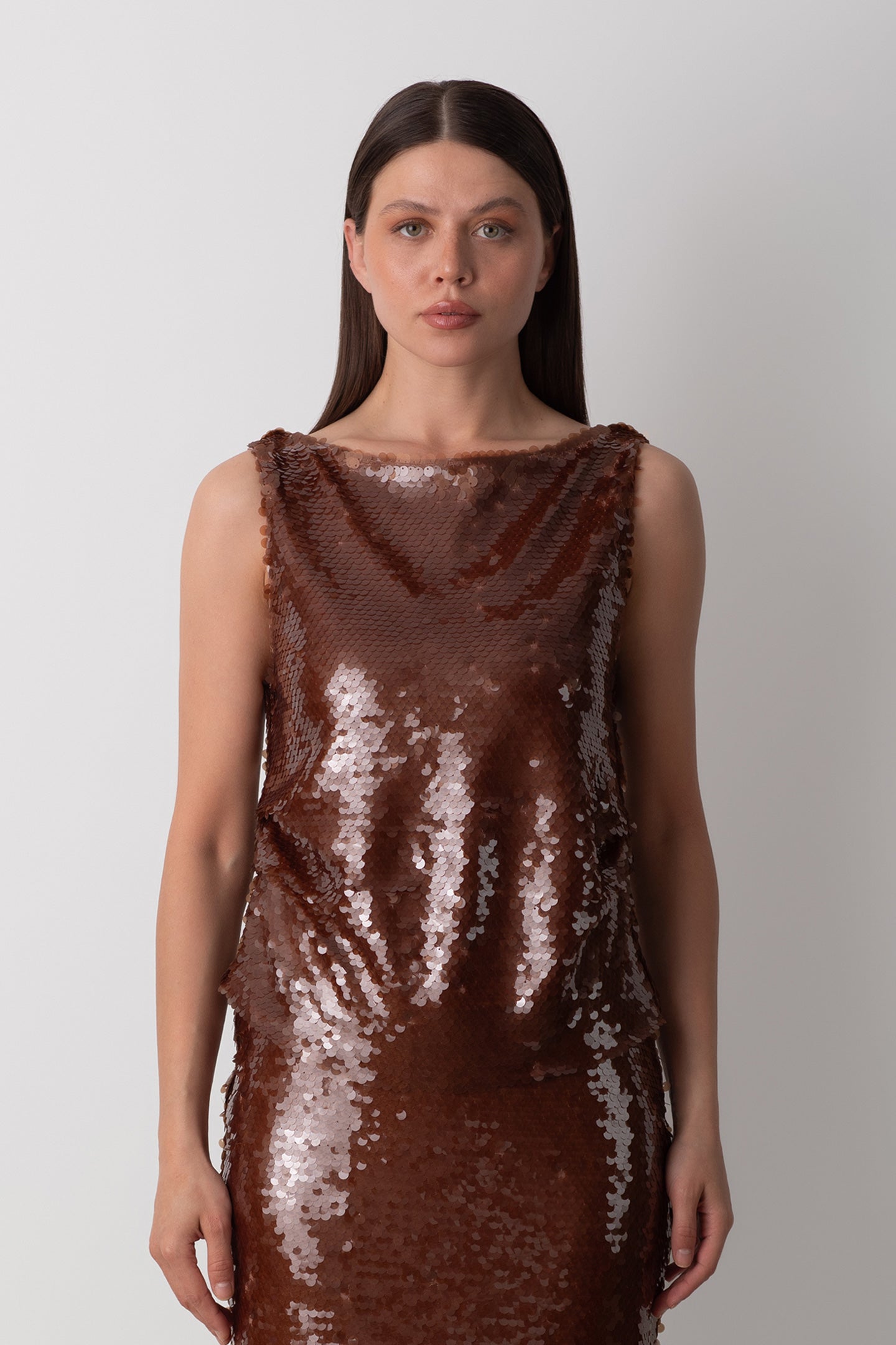 BLOUSE BROWN SEQUIN