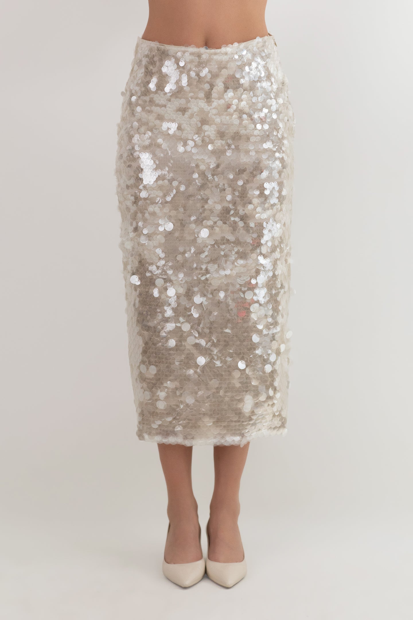 SKIRT CREAM SEQUIN