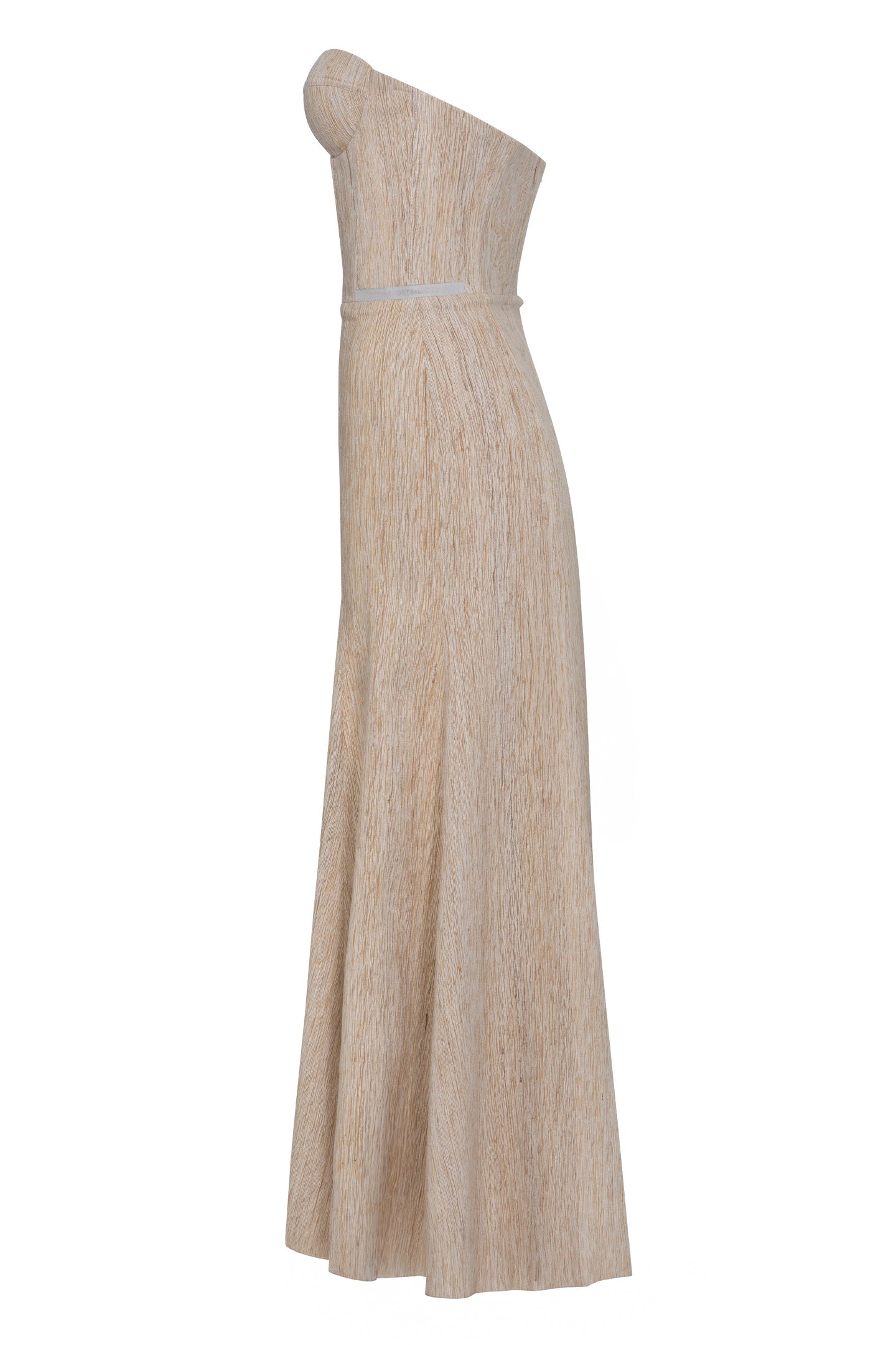 Parel logolu krem renk hint ipeği davet elbisesi