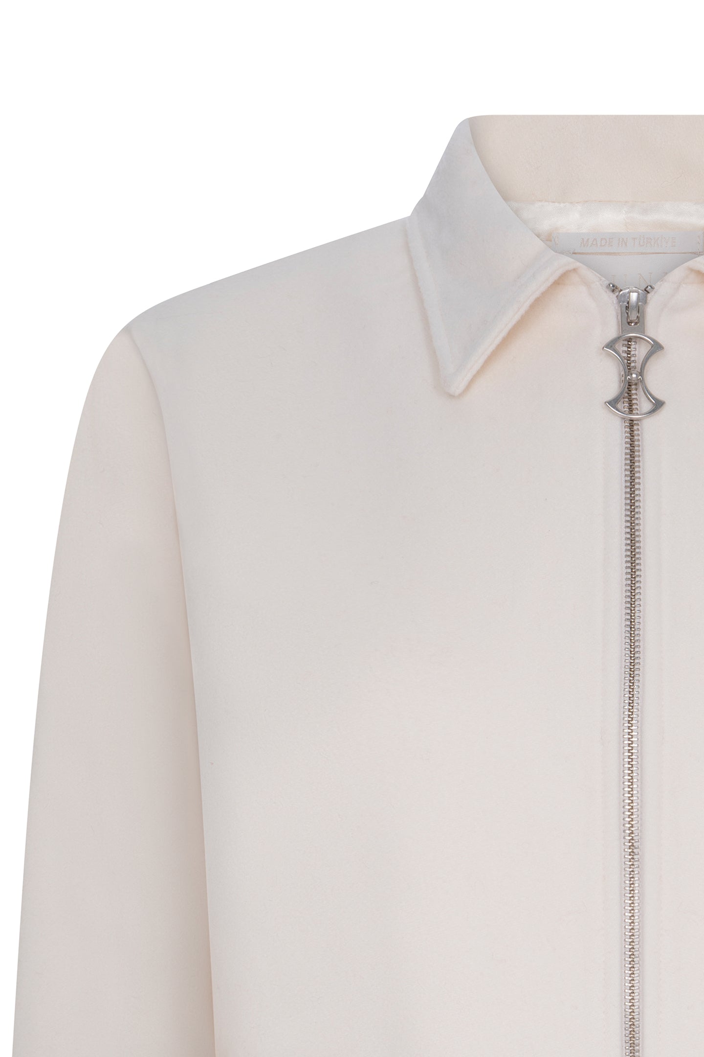 PEARL WOOL JACKET WITH SLOGAN