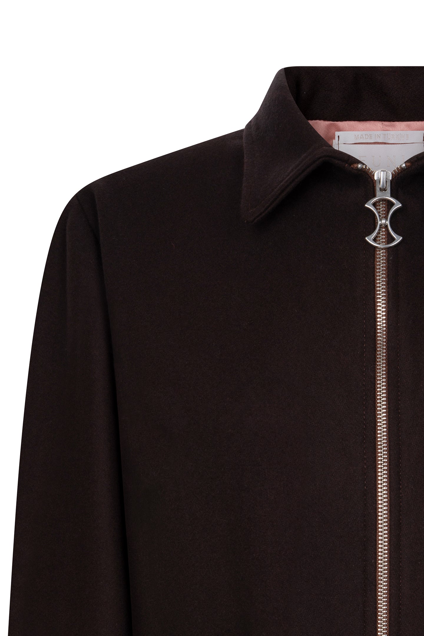 ROASTED BROWN WOOL JACKET WITH SLOGAN